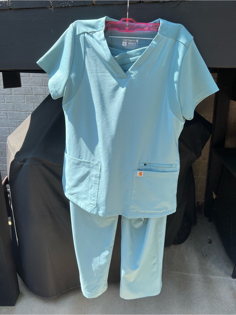 Carhartt Women's Teal Short Sleeve V-Neck Scrub Top